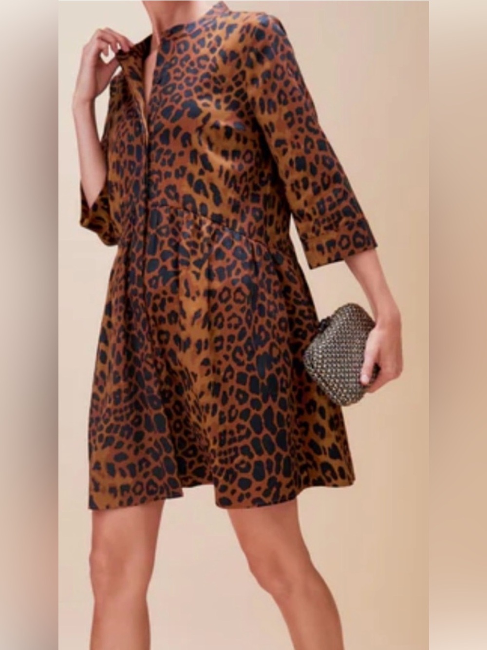 Tuckernuck Royal Mini Leopard Print Shirt Dress Size Small NWOT
